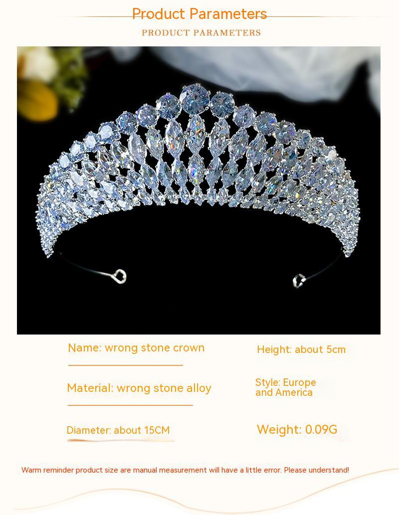 Full Diamond Super Flash Zircon Crown Headdress Queen Headband - Nioor