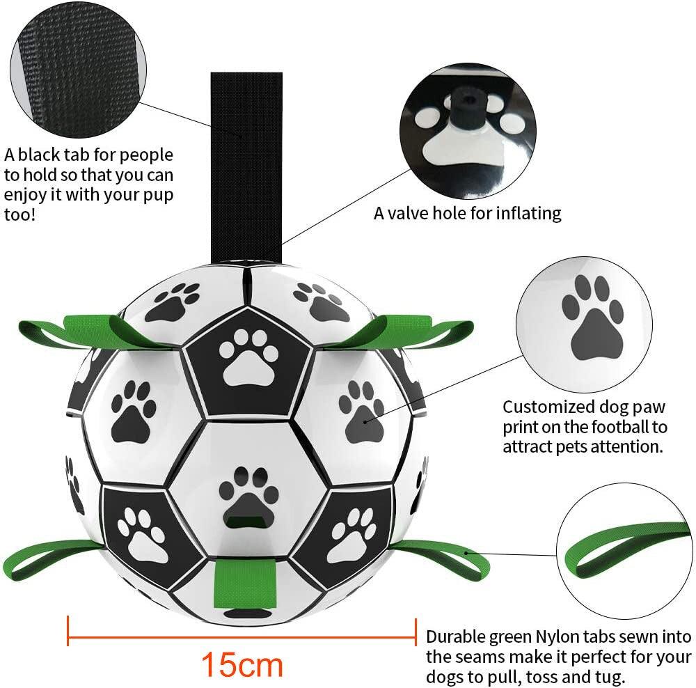 Dog Toys Interactive Pet Football Toys with Grab Tabs Dog Outdoor training Soccer Pet Bite Chew Balls for Dog accessories - Nioor