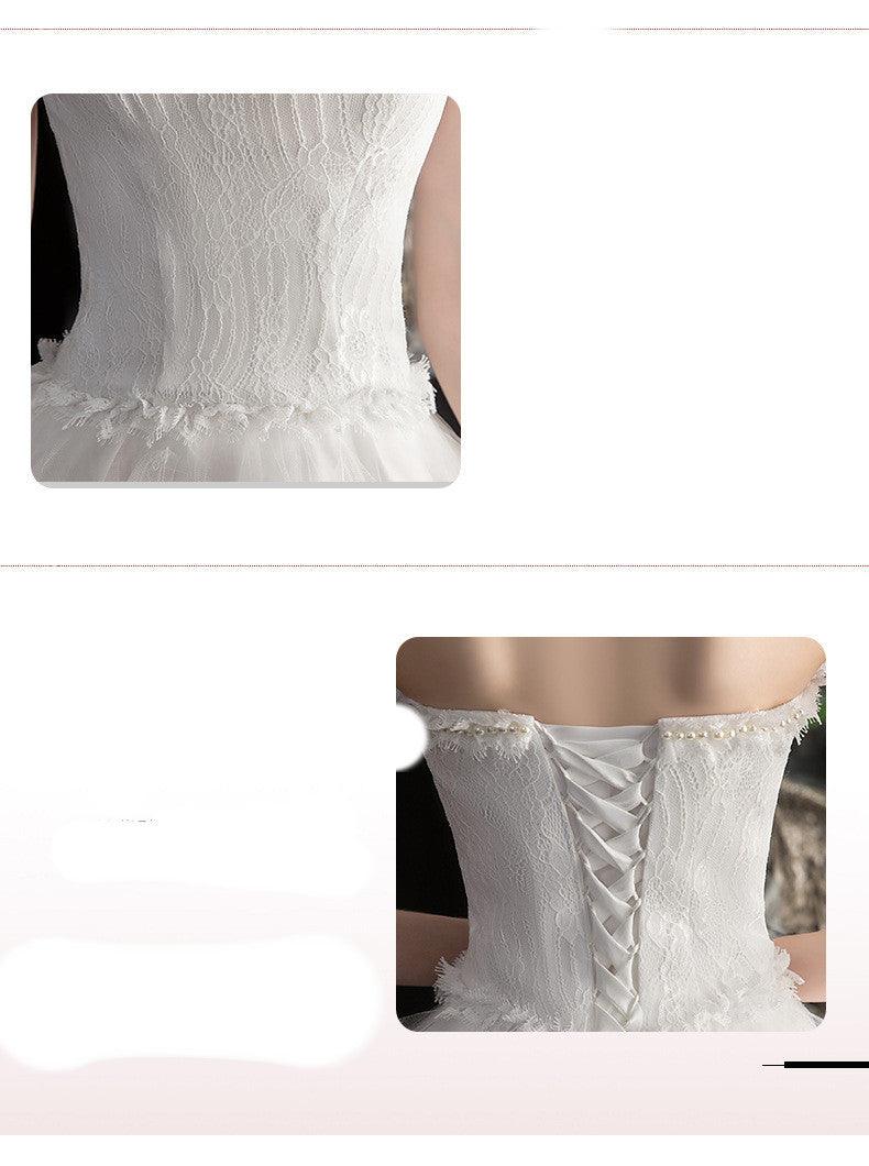 Short Front And Back Length Small Trailing Wedding Dress - Nioor