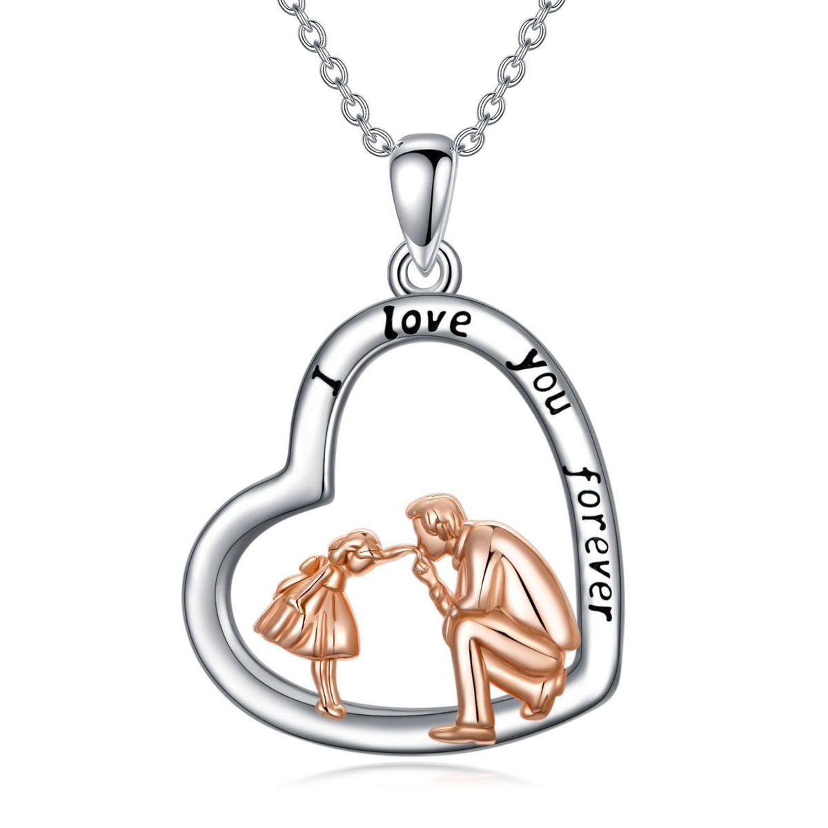 S925 Sterling Silver Daughter Gift from Dad Daughter Heart Pendant Necklace I Love You Forever Jewelry - Nioor