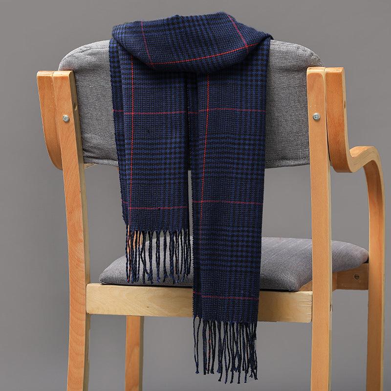 British Plaid Imitation Cashmere Tassels Couple Parent-child Men's Scarf - Nioor