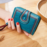 Retro Oil Wax Skin Euro-American Multi-slot Organ Card Bag Zipper Short Style Women's Purse