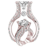 Rose Gold Electroplated Oval Shaped Zircon Engagement Ring - Nioor