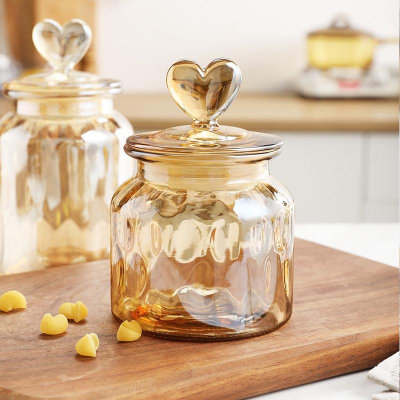 Stained Glass Sealed Jar Love Glass Bottle Household Transparent With Lid Kitchen Food Storage Jar Kimchi Jar - Nioor