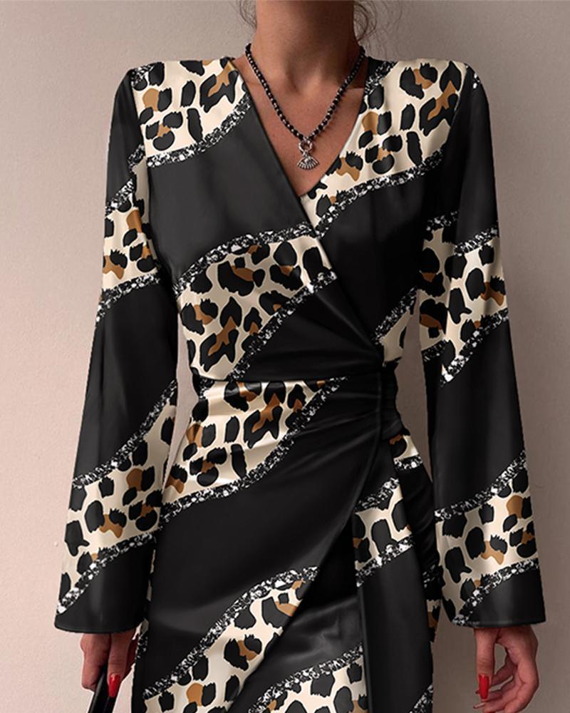 Women's Fashion Temperament Printed Long-sleeved Shirt Dress - Nioor