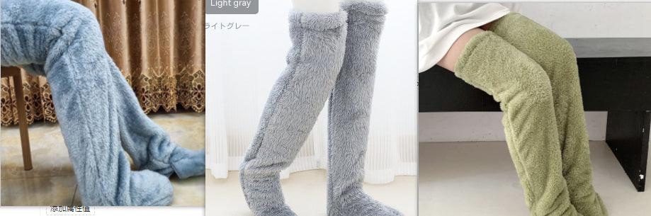 Over Knee High Fuzzy Long Socks Winter Warm Cold Leg Knee Joint Cold-proof Stockings Home Floor Sleeping Socks - Nioor