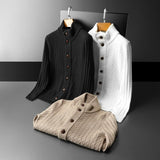 Solid Color Sweater Knitted Sweater Button Men's Cardigan Coat - Nioor