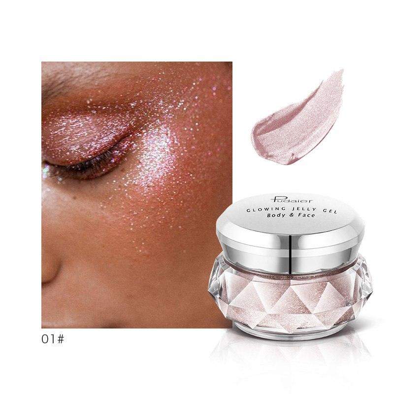 Face Highlighter Jelly Gel Mermaid Eyeshadow Glow Body Glitter Festival Makeup Iluminador Gold Liquid Highlighter Bronzer - Nioor