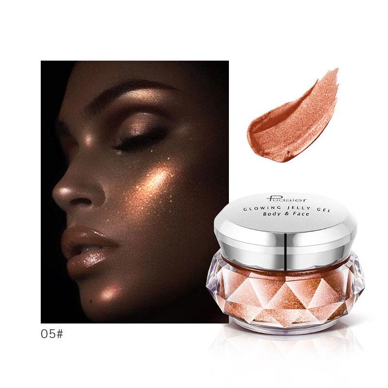 Face Highlighter Jelly Gel Mermaid Eyeshadow Glow Body Glitter Festival Makeup Iluminador Gold Liquid Highlighter Bronzer - Nioor