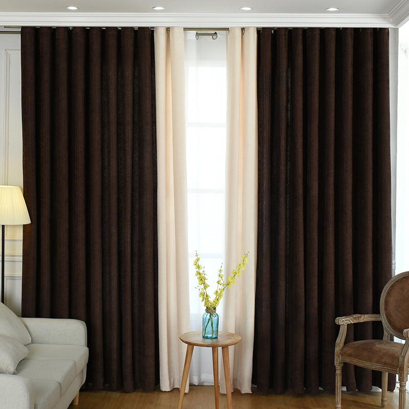 Factory direct stitching simple solid chenille curtain high shading curtain finished living room bedroom curtains - Nioor