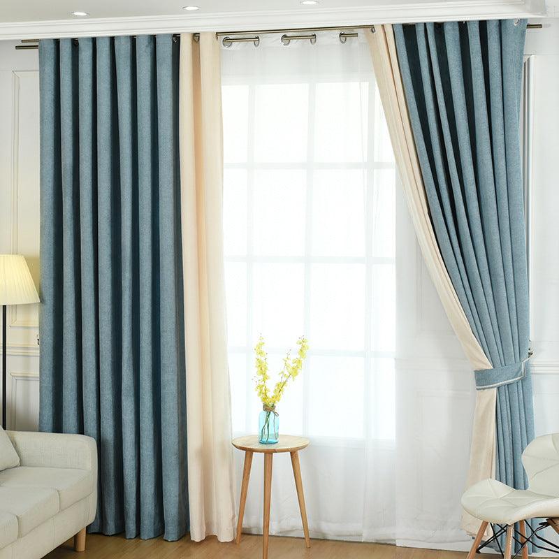 Factory direct stitching simple solid chenille curtain high shading curtain finished living room bedroom curtains - Nioor