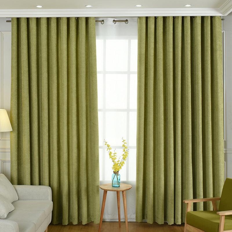 Factory direct stitching simple solid chenille curtain high shading curtain finished living room bedroom curtains - Nioor