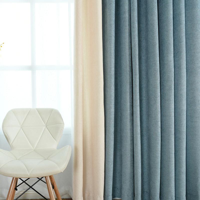 Factory direct stitching simple solid chenille curtain high shading curtain finished living room bedroom curtains - Nioor