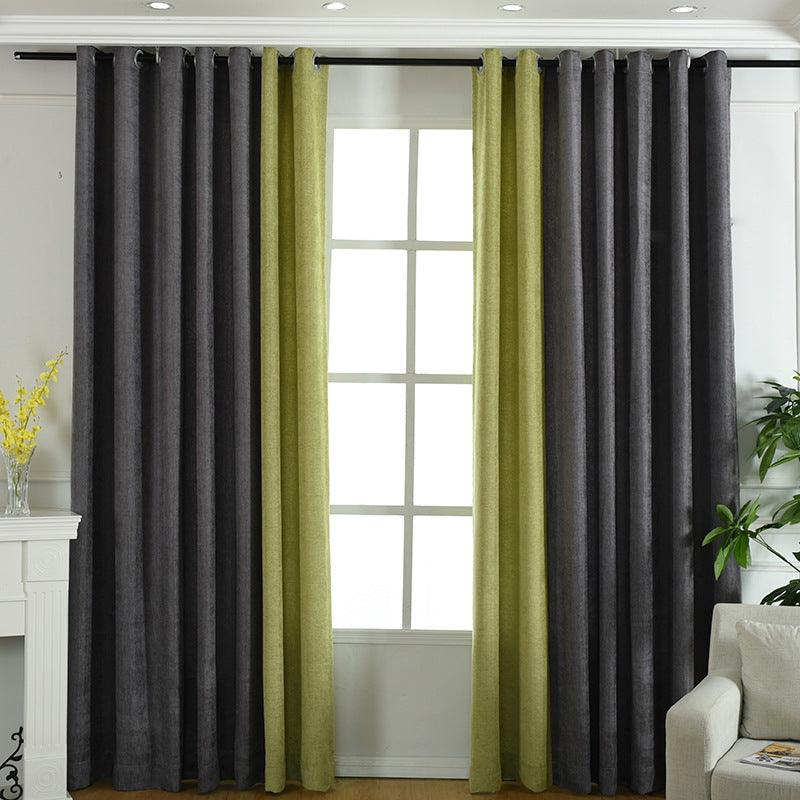 Factory direct stitching simple solid chenille curtain high shading curtain finished living room bedroom curtains - Nioor