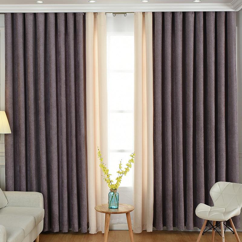 Factory direct stitching simple solid chenille curtain high shading curtain finished living room bedroom curtains - Nioor