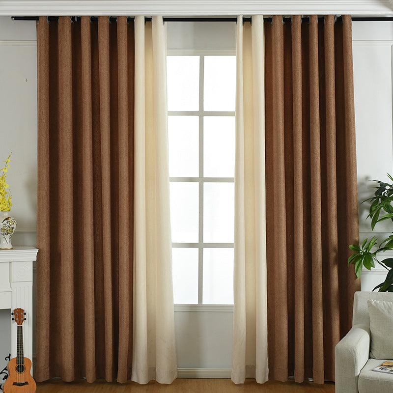 Factory direct stitching simple solid chenille curtain high shading curtain finished living room bedroom curtains - Nioor