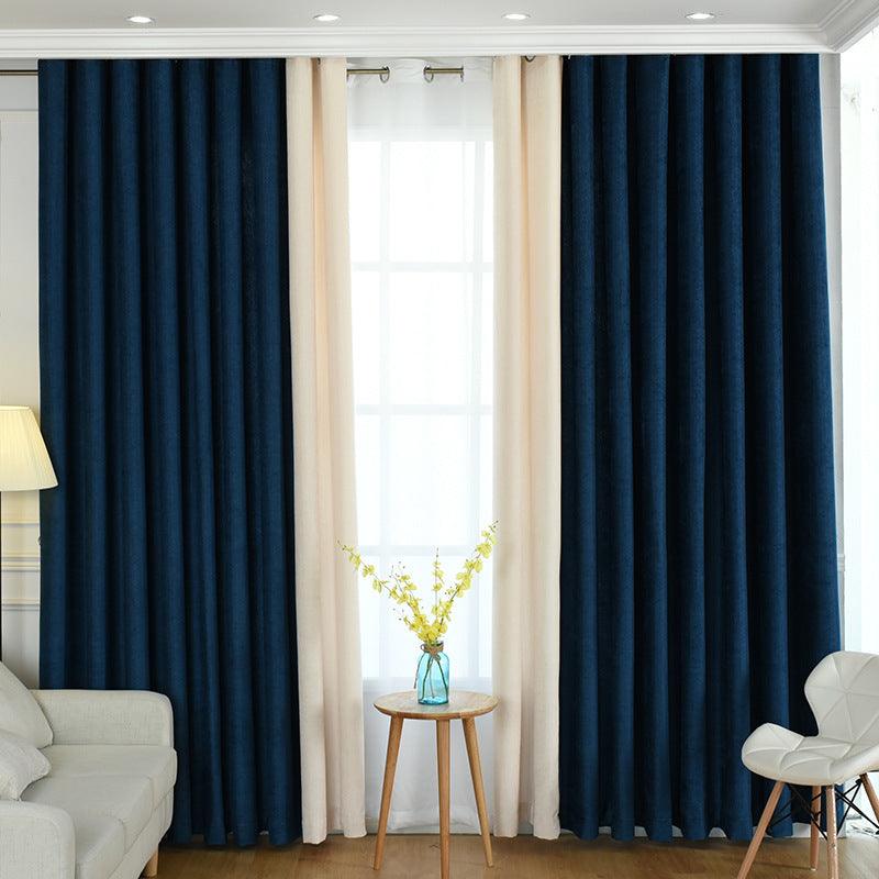 Factory direct stitching simple solid chenille curtain high shading curtain finished living room bedroom curtains - Nioor