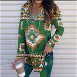 Fall V-neck Lace Ethnic Style Pullover Long Sleeve Women's Clothing - Nioor