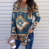 Fall V-neck Lace Ethnic Style Pullover Long Sleeve Women's Clothing - Nioor