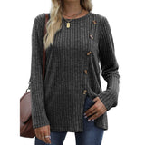 Fashion Autumn Casual Solid Long Sleeve T-shirt - Nioor