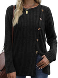 Fashion Autumn Casual Solid Long Sleeve T-shirt - Nioor