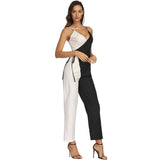 Fashion Black and White Color Matching European And American Sexy Suspender Jumpsuit Trousers - Nioor