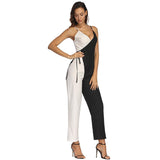 Fashion Black and White Color Matching European And American Sexy Suspender Jumpsuit Trousers - Nioor