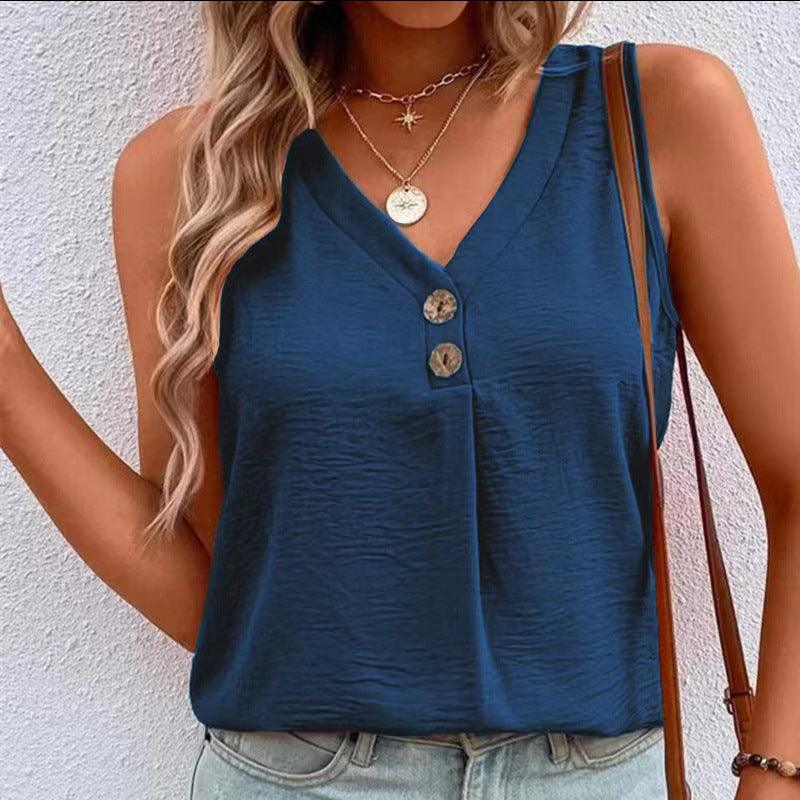 Fashion Camisole V-neck Clinch Sleeveless Shirt Women's Clothing - Nioor