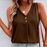 Fashion Camisole V-neck Clinch Sleeveless Shirt Women's Clothing - Nioor