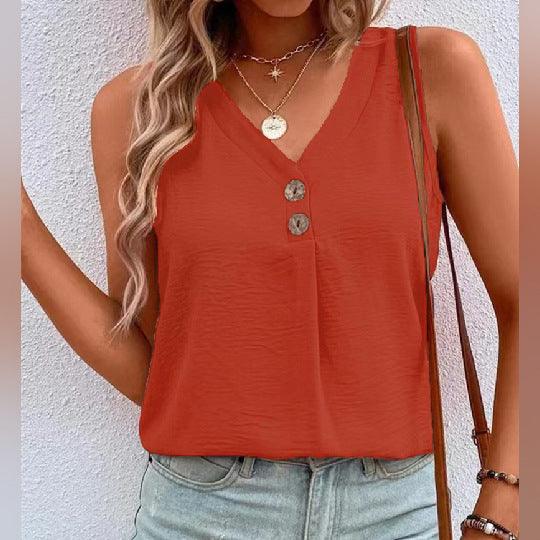 Fashion Camisole V-neck Clinch Sleeveless Shirt Women's Clothing - Nioor