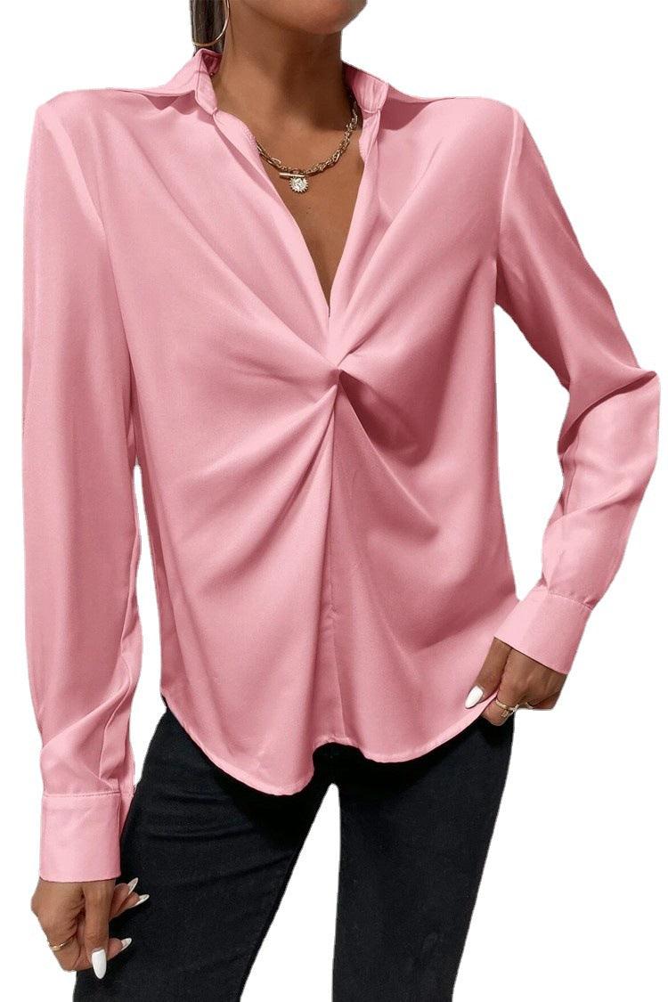 Fashion Casual V-neck Shirt Women's Clothing - Nioor