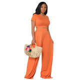 Fashion Casual Wide Leg Two-piece Set - Nioor