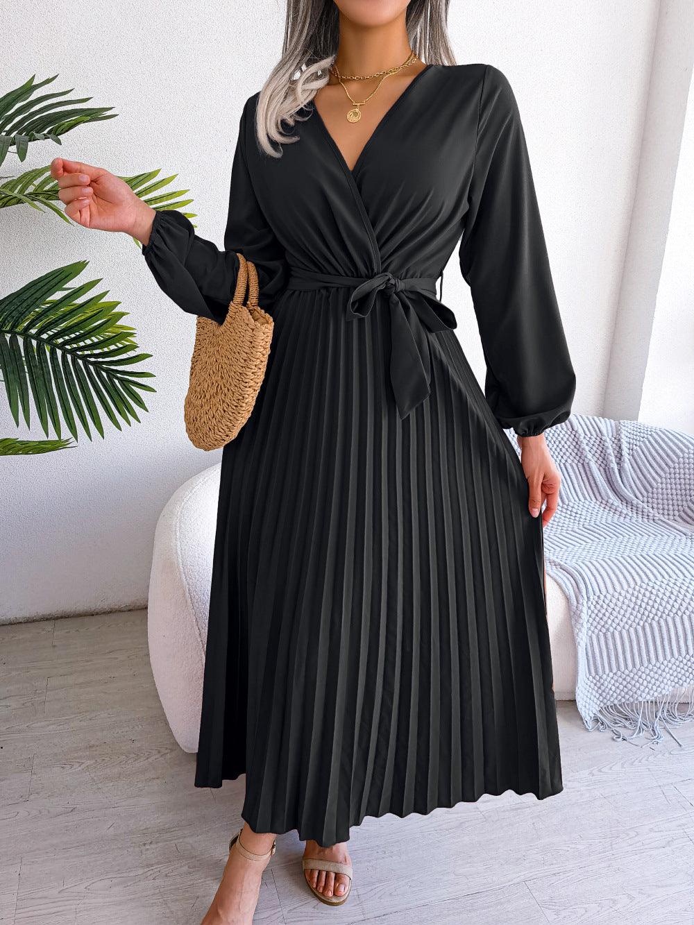 Fashion Elegant Cross Pleated Maxi Dress - Nioor