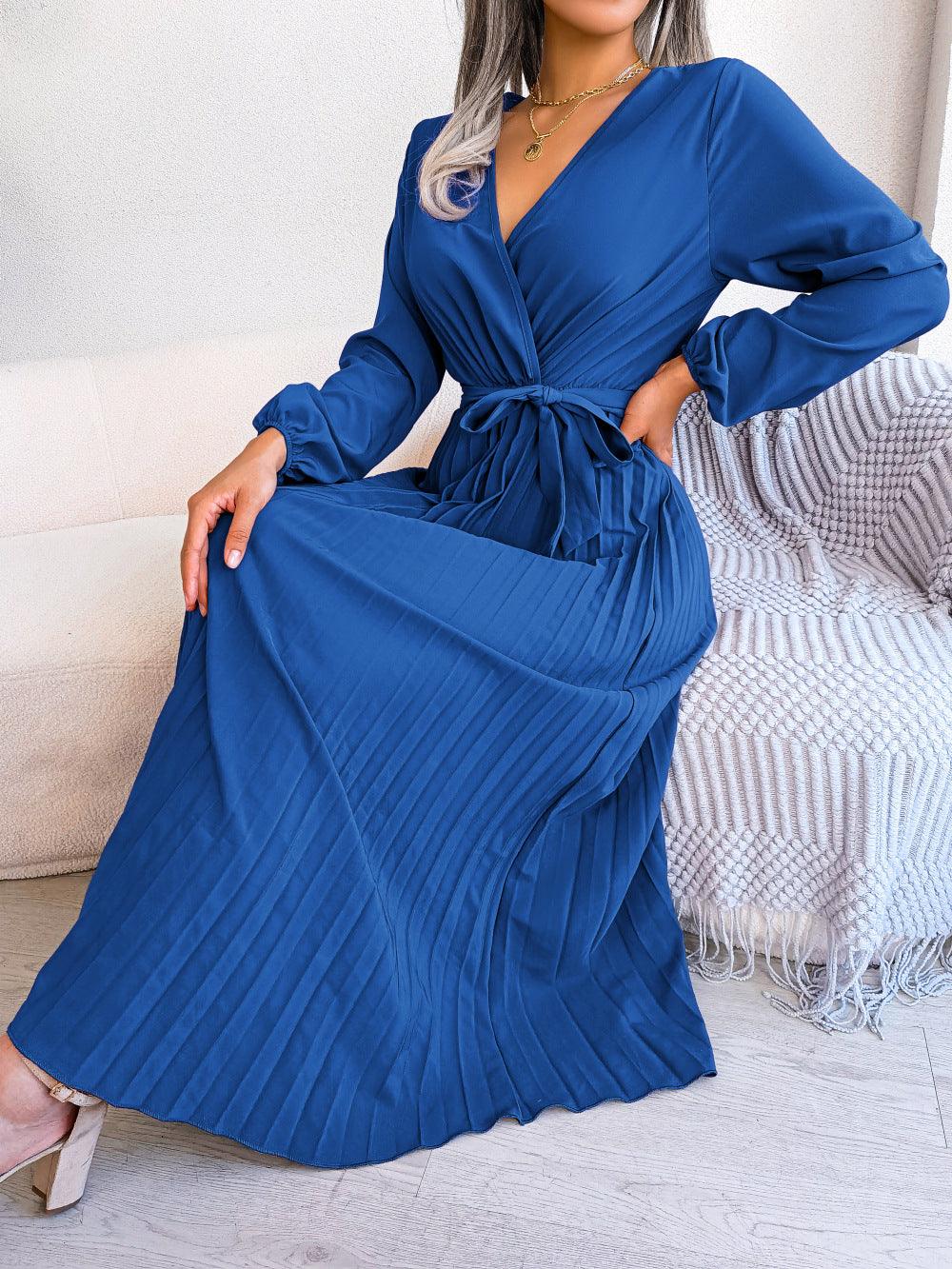 Fashion Elegant Cross Pleated Maxi Dress - Nioor