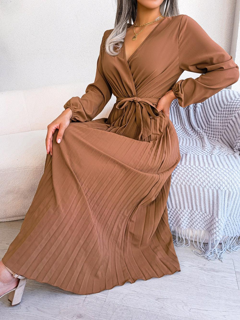 Fashion Elegant Cross Pleated Maxi Dress - Nioor