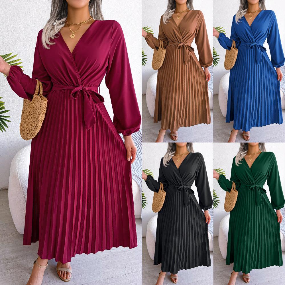 Fashion Elegant Cross Pleated Maxi Dress - Nioor