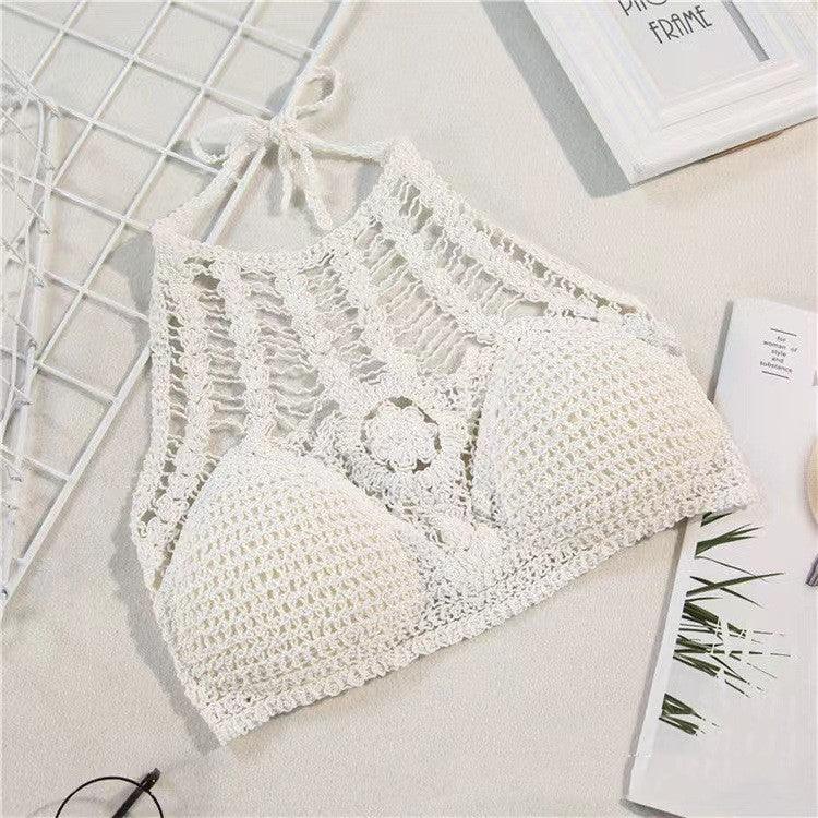 Fashion Hollowed-out Embroidered Strap Women's Strap Showing Chest Pad Top - Nioor