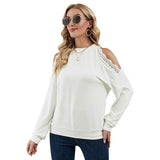 Fashion Lace Panel Sexy Shoulder Drop Casual European And American T-shirt - Nioor