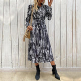 Fashion Long Sleeve Tie-dye Dress - Nioor