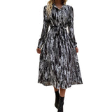 Fashion Long Sleeve Tie-dye Dress - Nioor