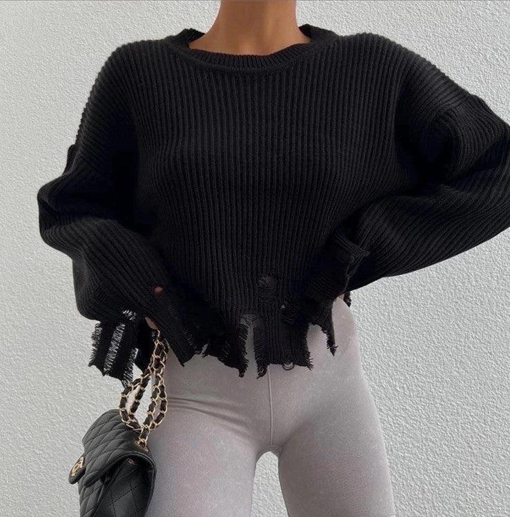 Fashion Ripped Casual Knitted Sweater Personality - Nioor