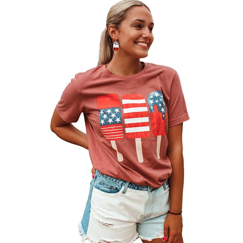 Fashion Round Neck Short Sleeves T-shirt Women's Summer - Nioor