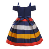 Fashion Sling Dress Children's Strapless Striped Birthday Dress - Nioor