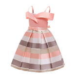 Fashion Sling Dress Children's Strapless Striped Birthday Dress - Nioor