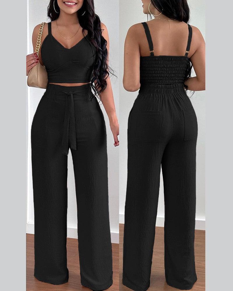 Fashion Suspenders Two-piece Suit Women's Clothing - Nioor