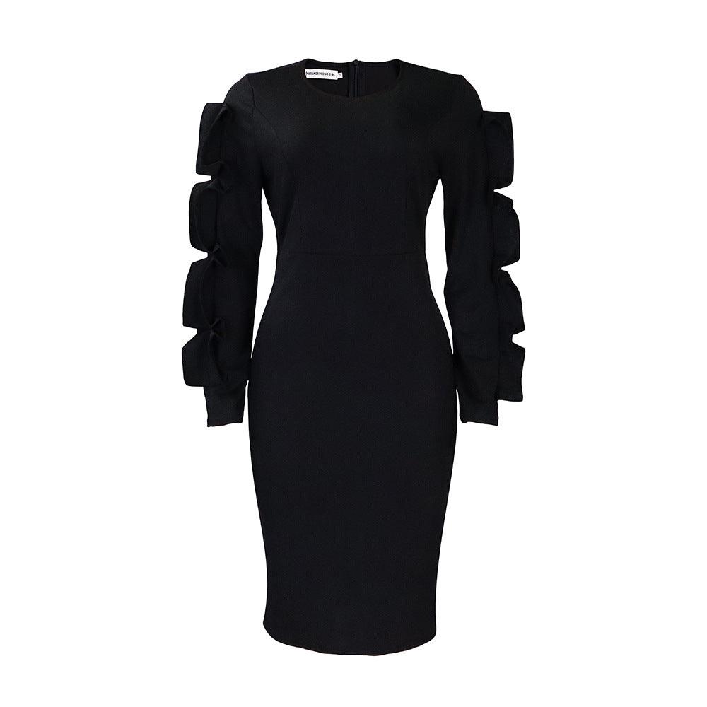 Fashion Temperament Ol Elegant Dress Plus Size Long Sleeve Dress - Nioor