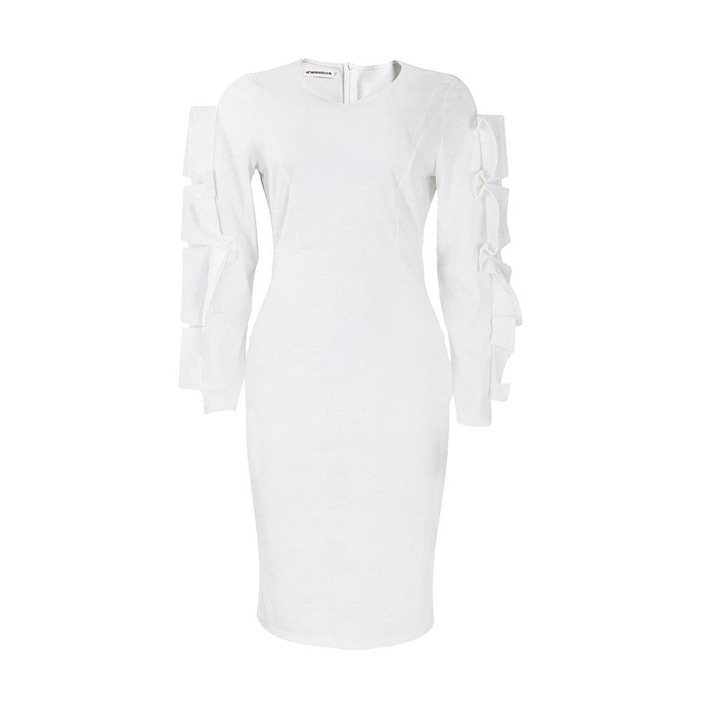 Fashion Temperament Ol Elegant Dress Plus Size Long Sleeve Dress - Nioor