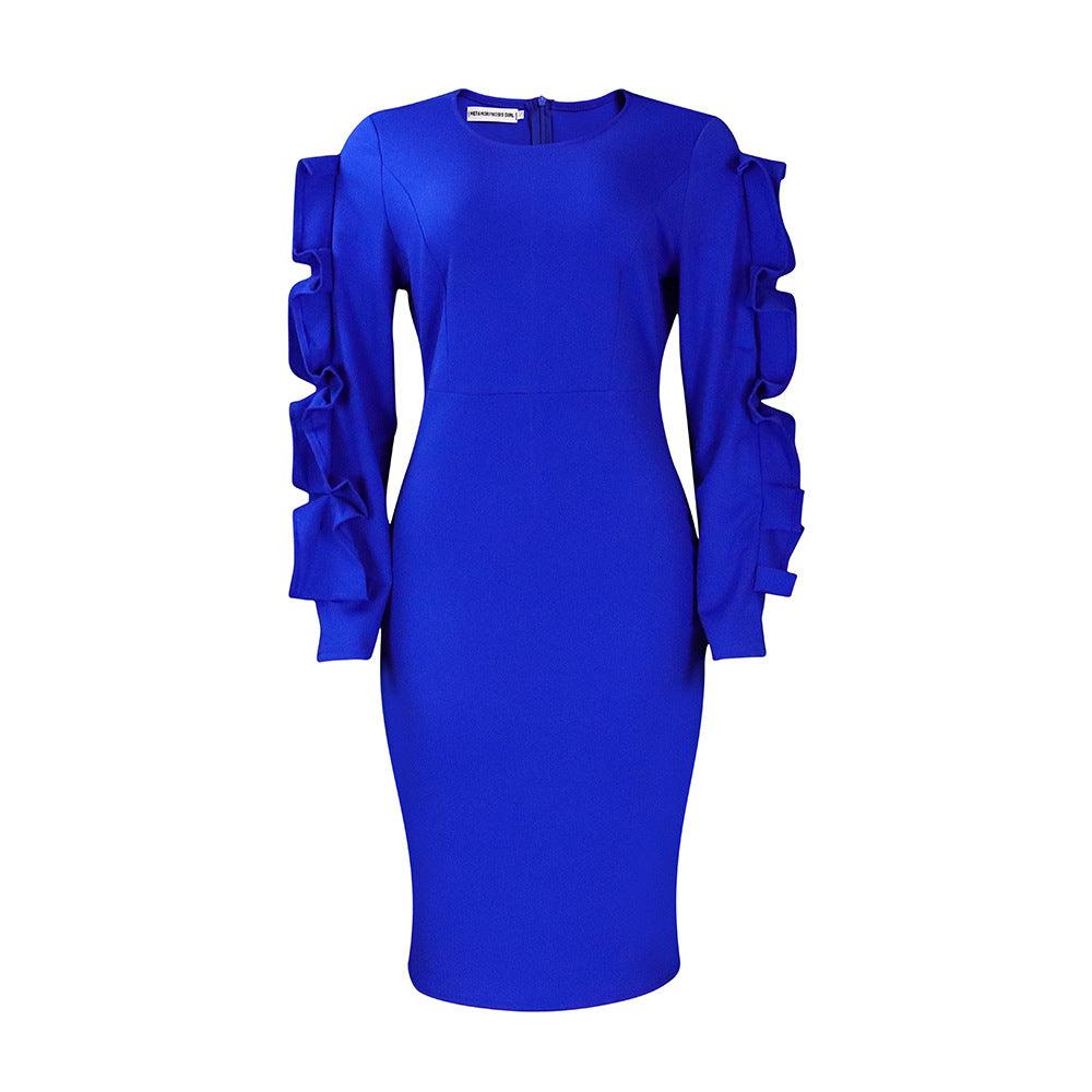 Fashion Temperament Ol Elegant Dress Plus Size Long Sleeve Dress - Nioor