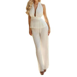 Fashion Women's Suit Elegant Top Loose Trousers Solid Color Two-piece Set - Nioor