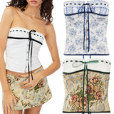 Fashionable Back Lace-up Pure Cotton Embroidered Tube Top - Nioor